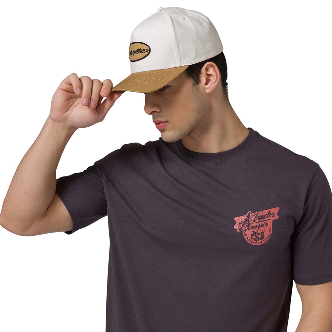 Gorra Circle 5 Panel Patch unisex color blanco y café