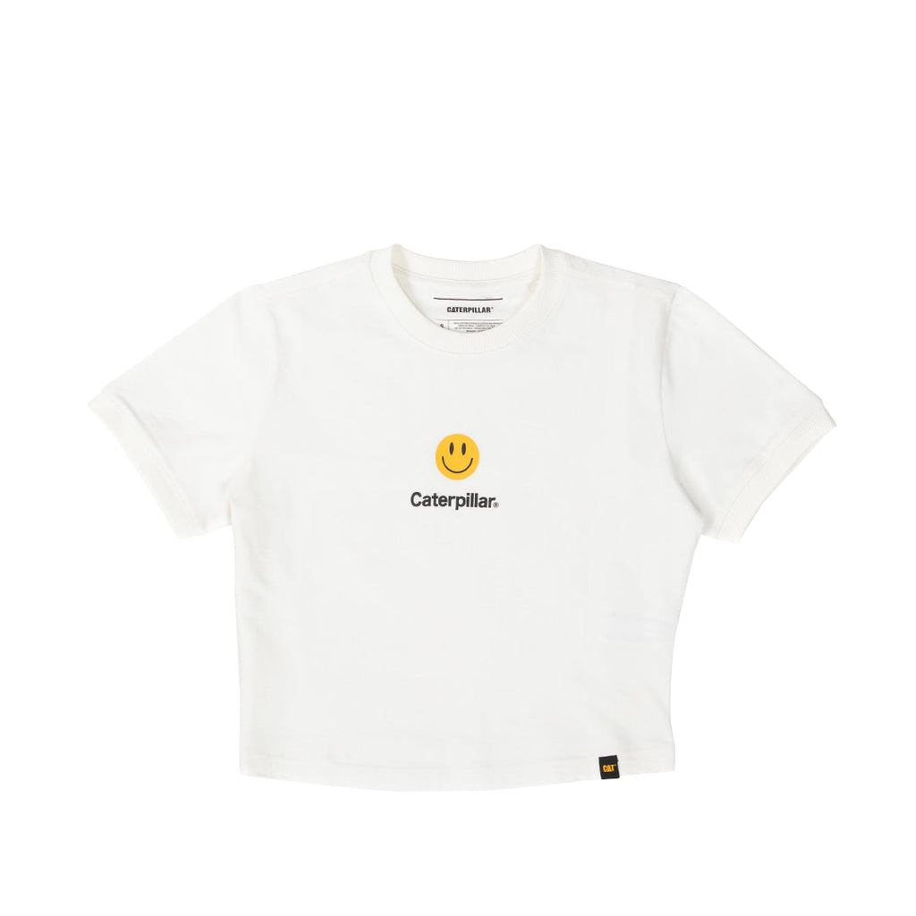 Camiseta Smiley Crop para mujer color blanco